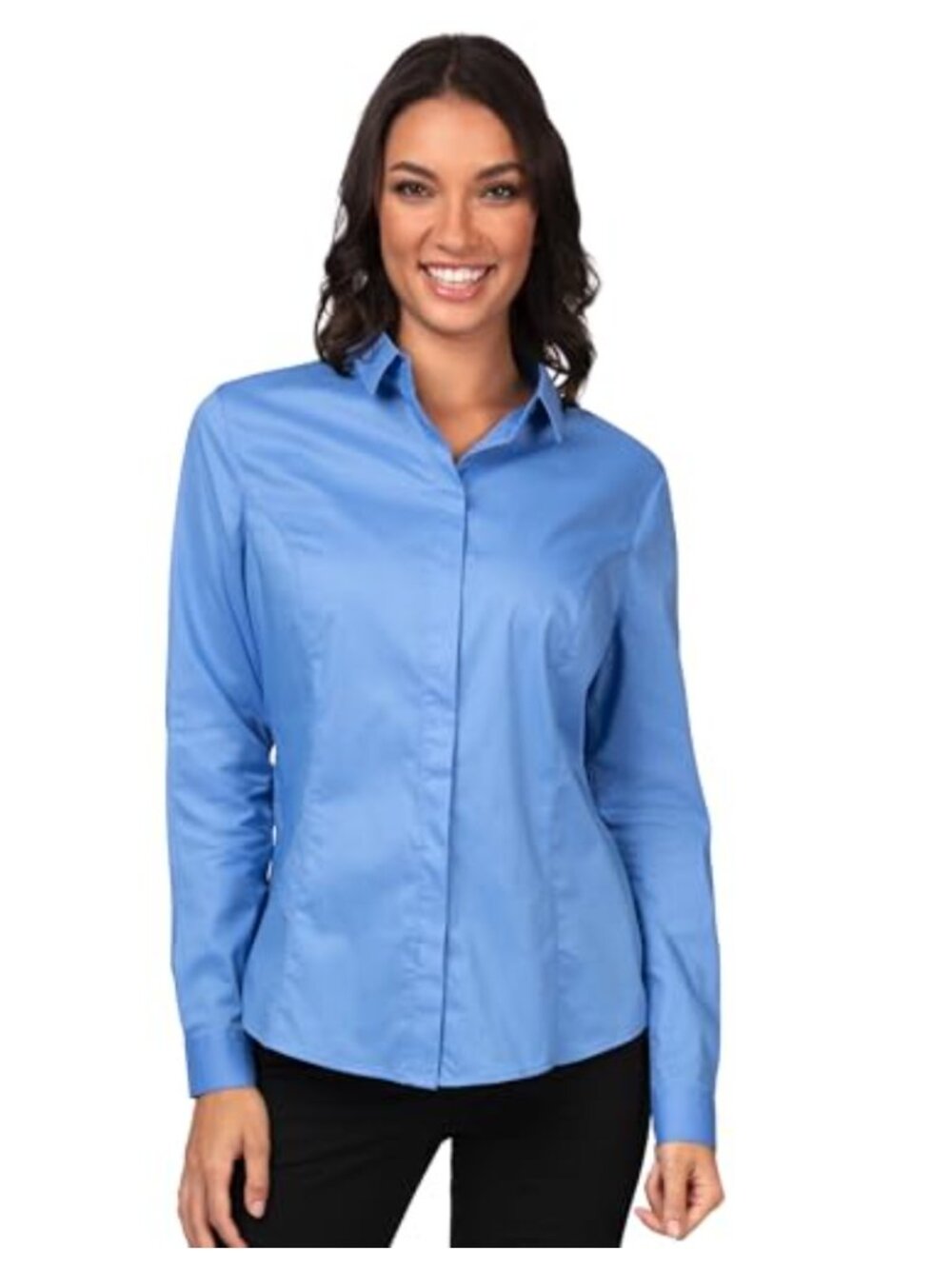 Premium Formal Dress Shirt Long Sleeve Concealed Placket Stretch